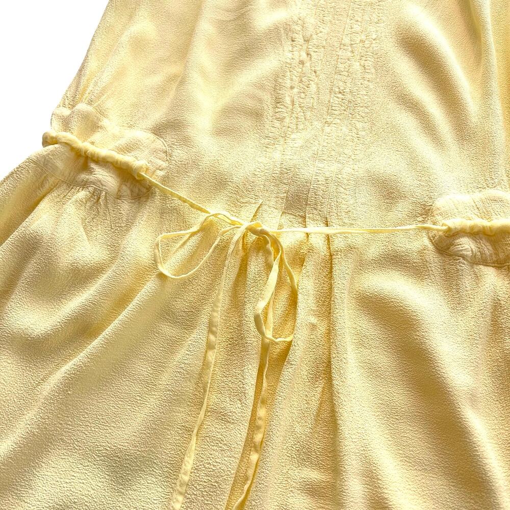 Ghost London Pale Yellow Slip Dress | Size Small | Ruffle + Drawstring - Picture 11 of 14